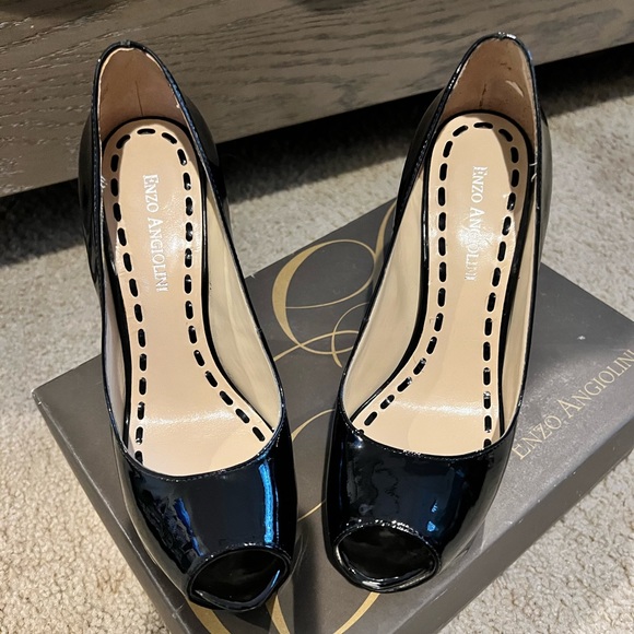 Enzo Angiolini Tanen Black Patent Platform Peeptoe - Picture 6 of 11